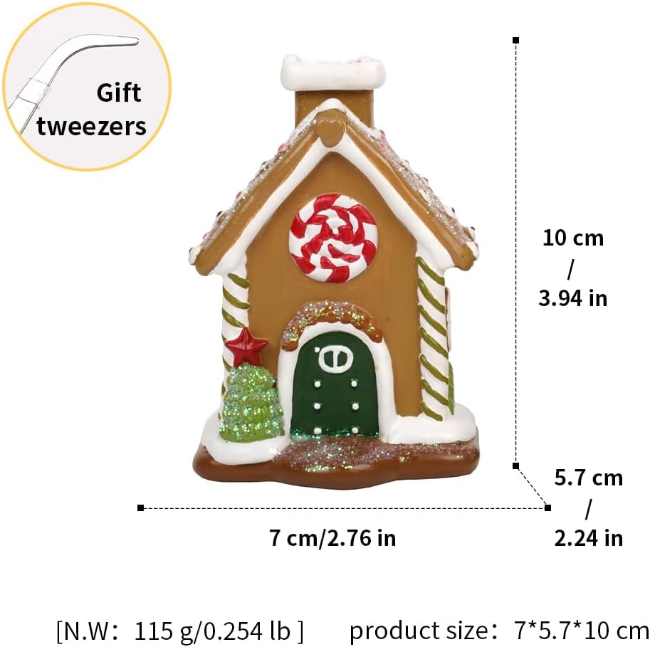 Christmas Gingerbread House Incense Burner Ornament Green and White Holiday Decor Aromatherapy Wax Melter Candy Cane Design (Yellow, 2.76 * 2.24 * 3.94inch)
