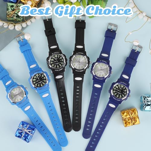 ckv kids watch for boys girls ages 5-12 waterproof time teacher easy to read analog sport outdoor children watches with soft band for kids