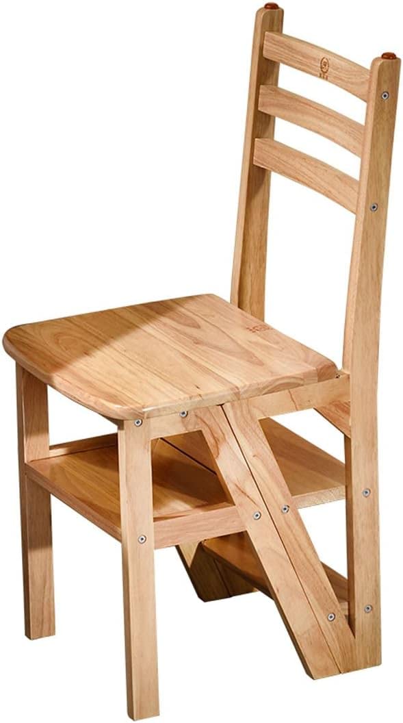Chaise échelle en bois de caoutchouc OKUOKA : escabeau pliant 4 couches multifonctionnel