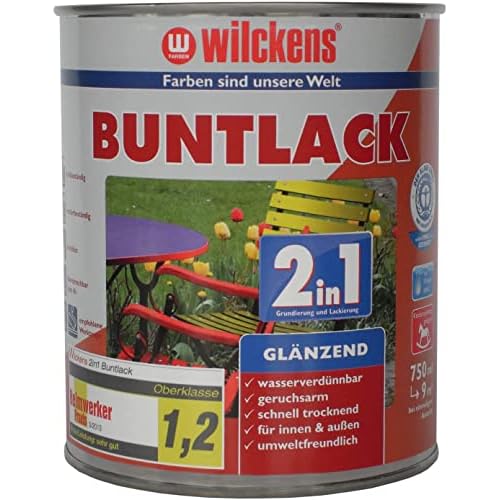 Wilckens 2in1 Acryl Buntlack für Innen und Außen – Glänzend - 750 ml - RAL 9005 Tiefschwarz
