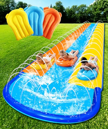 CVICOE Triple Water Slide with 3 Bodyboards, 22.5ft x 80in Extra Long Wide 3-Lane Slip and Slide...