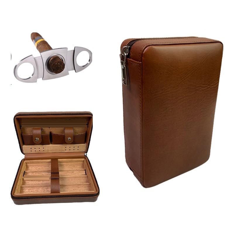 Boîte à cigares portable en cuir marron anti-choc pour protéger vos modules