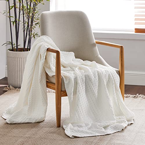 Bedsure Cooling Bamboo Waffle Twin Xl Blanket - Lightweight And Breathable Twin Blankets For Hot Sleepers, Soft Spring Blanket, Luxury Cotton Throws For Bed, Couch And Sofa, White, 66X90 Inches #TOP1