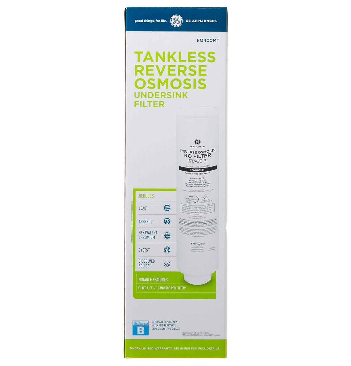 GE FQ400MT - Sistema de agua, plástico, color blanco