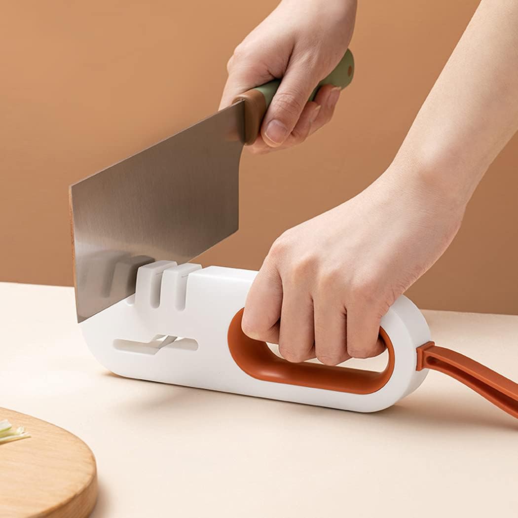 vivacity KnNife SharpeEner, KnifFe SharpenEer Roller KitcHhen KnNife SharPpener with Hook Band Non Slip KnifFe SharpEener, Labor Saving Knife ShaRrpener, Manual KniFfe Scissor Sharpening Tool 1
