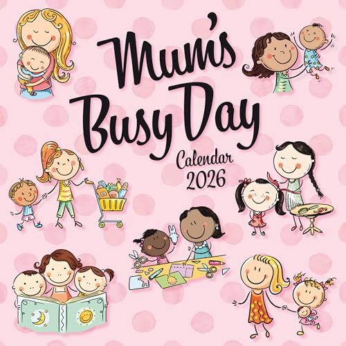 TGSC | Mum's Busy Day 2026 Calendar 16 Month Family Square Wall Calendar 2026 UK | Planner with Large Grid for Home or Office Organisation - Home Organisers 2026/2025 Calendar UK
