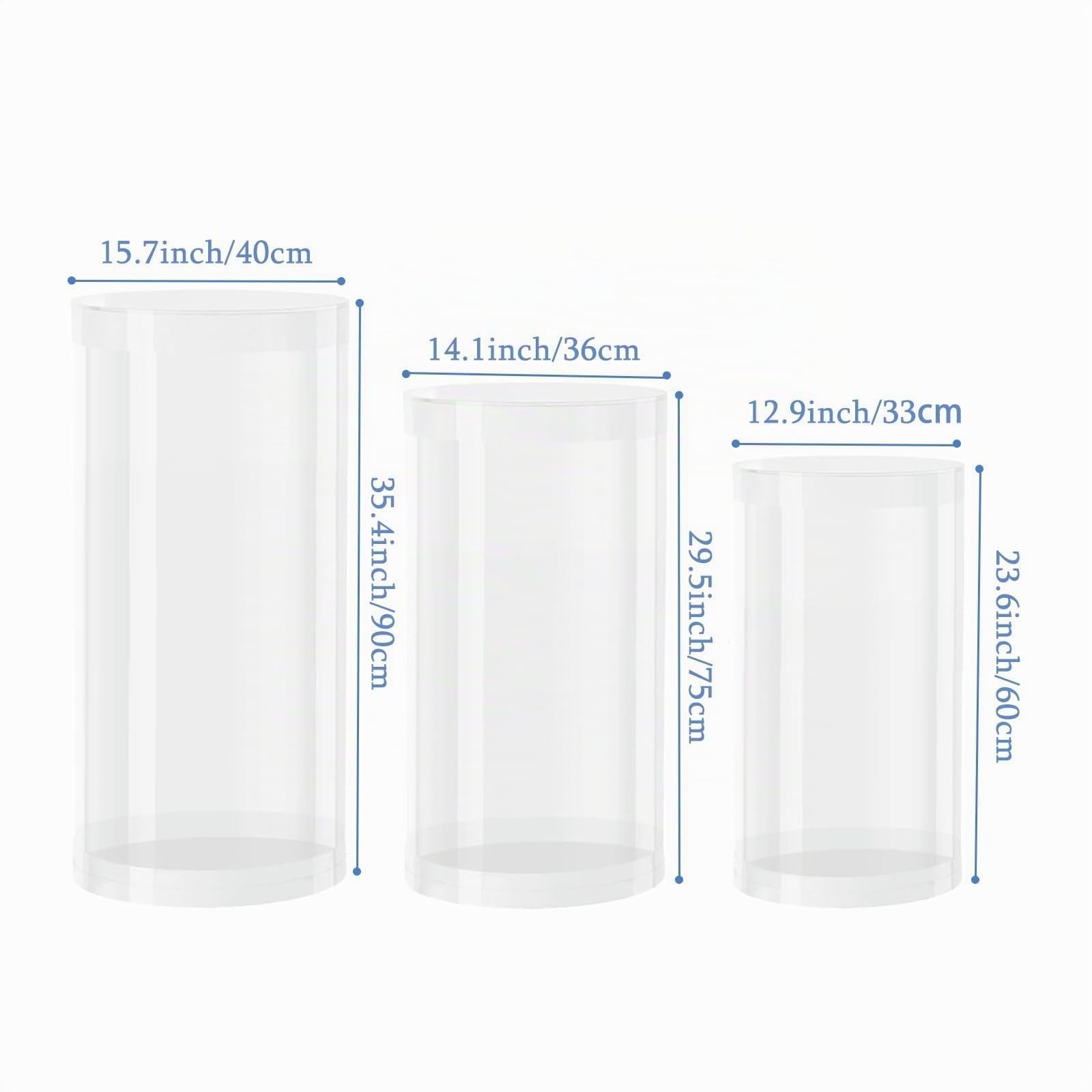 Pedestales Cilíndricos Para Fiestas, Pedestal Transparente Desmontable Para Tartas, Pedestales Cilíndricos Para Exhibiciones, Mesas Cilíndricas Grandes Y Redondas, Decoración Artística(3Pc)