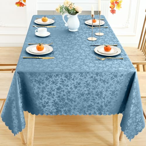 Image of Smiry Rectangle Table Cloth, Waterproof Heavy Duty Vinyl Tablecloths, Wipeable Washable Table Cover for Kitchen and Dining Room (Stone Blue, 54 inch X 78 inch)