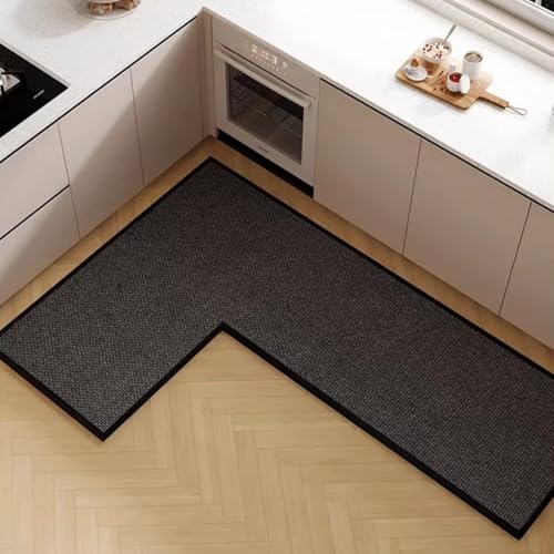 L Shape Kitchen Mat Black/Grey