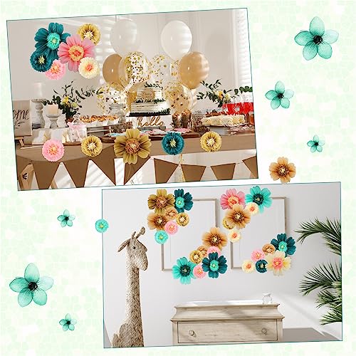 Image of Crowye 12 Pcs Large Colorful Tissue Paper Flowers Decorations Giant Fiesta Craft Crepe Paper Flowers for Wall Decor Backdrop Mexican Wedding Birthday Carnival School Party (10'' 20'',Stylish Color)