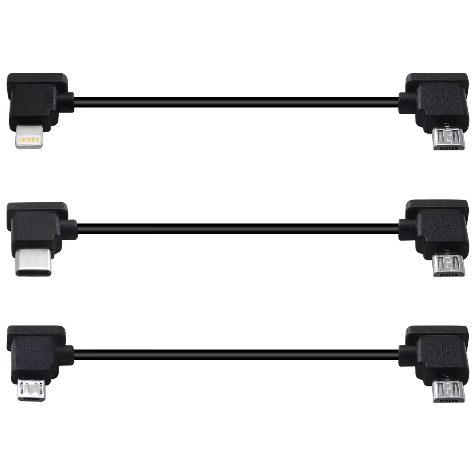 Suifaqi USB C Cable for DJI Drone Controller Remote, 3X Data Cable for Mavic Pro for Mavic Air, Micro USB Cable for Mavic Mini, Micro Angled Connector
