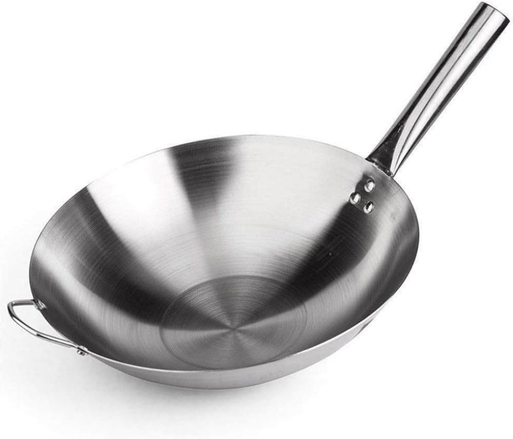 Padella wok in acciaio inox antiaderente per tutti i piani cottura a induzione inclusi. Mantenere il manico fresco-bocca diametro 40 cm