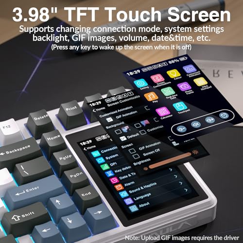 Image of Aula L99 Wireless Mechanical Keyboard with Smart Touch Screen,Tri-Mode Hot Swappable Custom Gaming Keyboard,RGB Backlit,PBT Keycap,Gasket Mount Creamy Sounding Computer Keyboards for Office PC,84 Keys