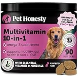 Multivitamin Dog Supplement, Glucosamine chondroitin for Dogs, Probiotics, Omega Fish Oil, Dog Supplements & Vitamins, Vitamins for Skin and Coat Allergies, (Peanut Butter 90 ct)