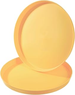 PATIKIL 11.5"x1" Runde Gaststätte Dienste Schalen 2 Pack wiederverwendbar rutschfest Gastronomie Schale Tablett für Stab Kaffee Geschäft Gelb