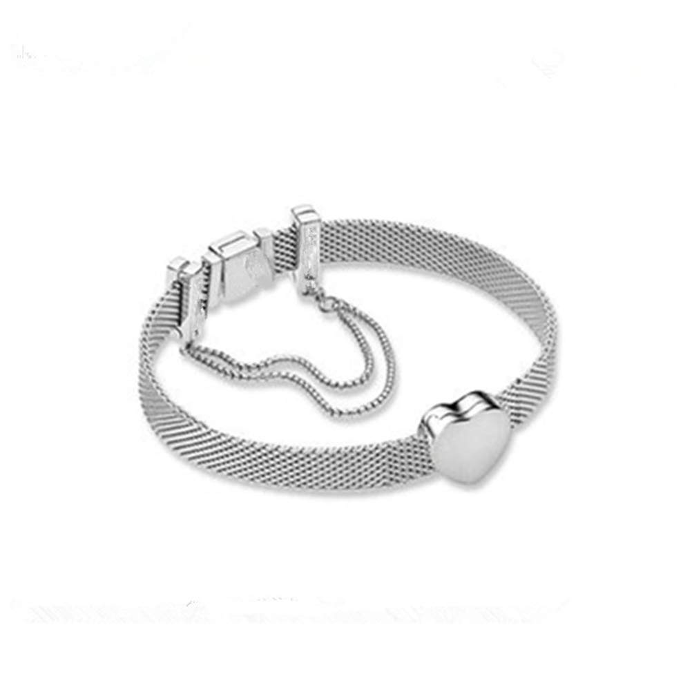 Ibralet Bracciale in Argento Sterling 925, Cuore Clip Fascino Bracciale Catena Argento 925 Personal Bracciale Braccialetto Accessori Festival Giovane Dono Amicizia
