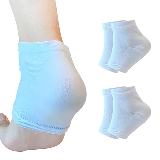 Moisturizing Gel Heel Socks to Repair Dry, Cracked Heels – Soften, Soothe & Revitalize Feet for Men & Women (White, 2 Pairs)