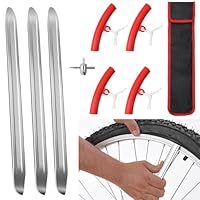 3Stks 28cm Montierhebel Reifen, 4Stks Reifenmontage Felgenschutz, Reifenwechsel Hebel, Felgenkantenschutz mit 4-Wege Ventileinsatz Aufbewahrungsbeutel, Auto Felgenschoner für Motorrad Fahrrad