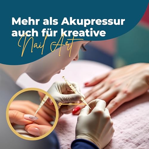 Foto von REMOS Akupressurstift & Meridianstift Edelstahl gold Länge 13cm Kugel 2.5/6 mm