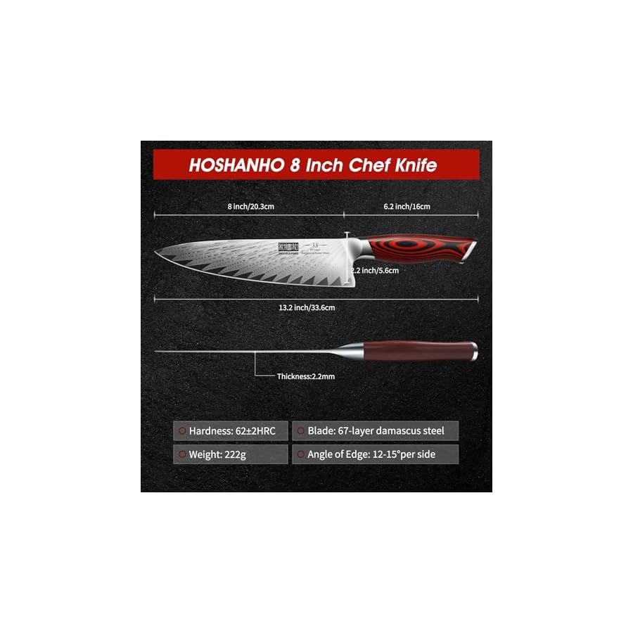 8-Inch-Damascus-Chef-Knife-Professional-VG-10-Damascus-Super-Steel-Kitchen-Knife-Ultra-Sharp-Cooking-Knife-with-Ergonomic-G10-Handle HOSHANHO 8 Inch Damascus Chef Knife, Professional VG-10 Damascus Super Steel Kitchen Knife, Ultra Sharp Cooking Knife with Ergonomic G10 Handle
