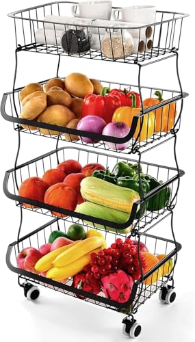 Miyawell Obstkorb Etagere 4 Etagen Obst Etagere Obstkorb Metall Gemüsekorb...