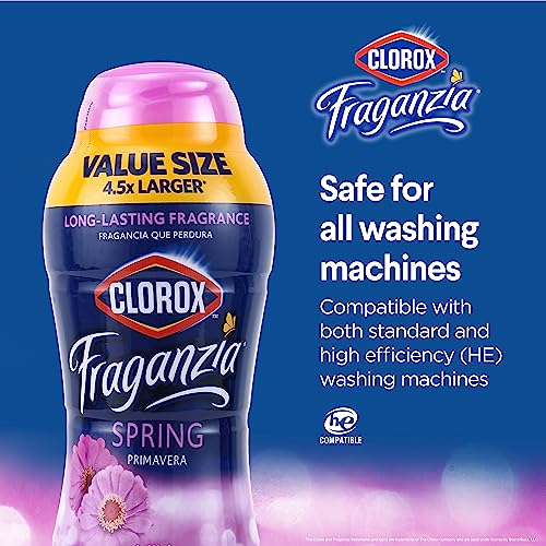 Image of Clorox Fraganzia Laundry Scent Booster Crystals, In-Wash Fragrance Beads for Fresh-Smelling Clothes & Linens, Safe for All Fabrics & Colors, Easy-Pour Bottle, Spring Scent, 70 Oz - 6 Pack