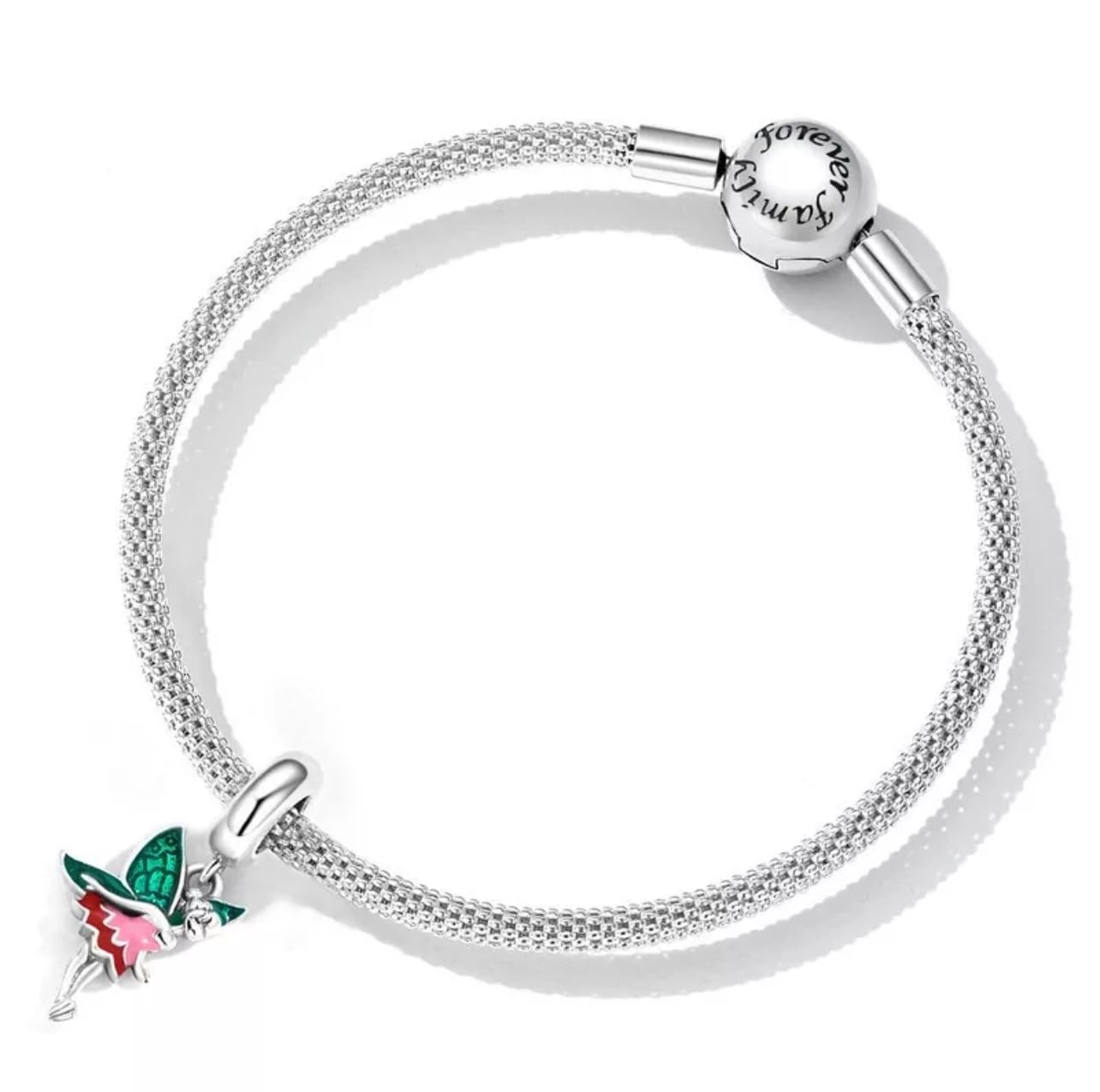 FLXHHX Abalorio Colgante de pequeña Hada, Plata de Ley 925 auténtica, Compatible con Pulsera