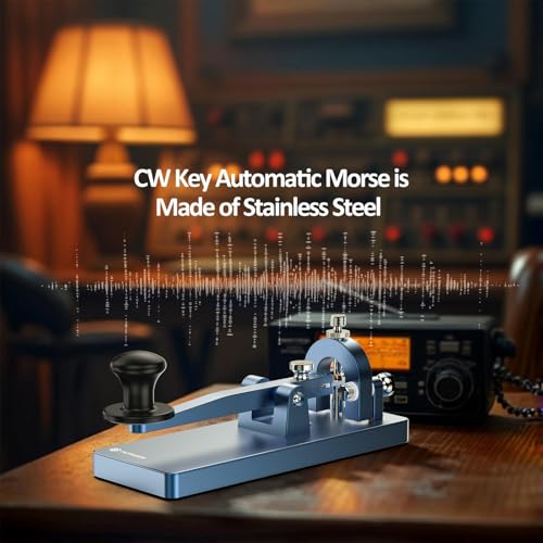 Image of Putikeeg CW Telegraph Key - Heavy Duty Aluminum Alloy Classical Morse Code Key, Shortwave Radio Ham Send Telegram Practice Oscillator Straight Key (Blue)