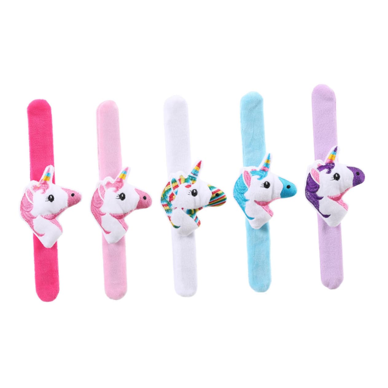 CIYODO 5 Piezas Muñequera De De Unicornio De Peluche Pulsera De Cumpleaños Pulseras De Bofetadas Para Niños Pulseras De Fiesta Pulseras Para La Decoración Felpa