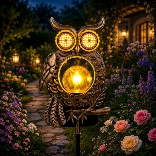 Lampes solaires pour extérieur, décoration de jardin, décoration de jardin, lumières solaires hibou décoration pour le jardin, lumières dynamiques,...