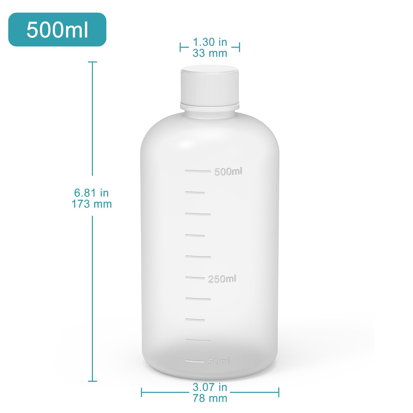 stonylab Bottiglia Reagente con Bocca Stretta, Cappuccio a Vite HDPE, 2 Pezzi, Capacità 500 ml, Fornitura da Laboratorio, Resistente e Chimicamente Inerente