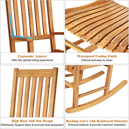 image for Giantex Rocking Chair Acacia Wood Frame Outdoor& Indoor for Garden, La