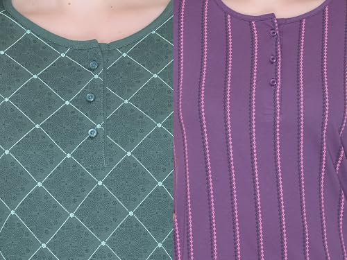 Image of Women Regular Fit Henley All Over Print T-Shirt (Combo of 2) | Small-5XL