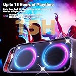 Portable Bluetooth Speaker: 240W Peak Powerful Loud Sound Deep Bass Wireless Boombox Large Subwoofer 15 Hours Battery Life Fast Charging with Led Light Show for Party Outdoor Camping Backyard - Image 4
