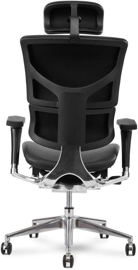 X-Chair X4 High End Executive Chair, Black Leather with Headrest - Ergonomic Office Seat/Dynamic Variable Lumbar Support/Floating Recline/Stunning Aesthetic/Adjustable/Perfect for Office or Boardroom