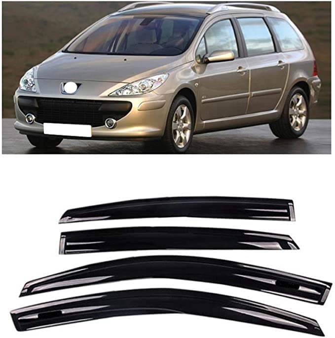 EZURI Cortavientos para ventanilla de Coche para Peugeot 307 2005,Ventanas Laterales Delantera Trasera Protector Humo Lluvia Visera Deflector