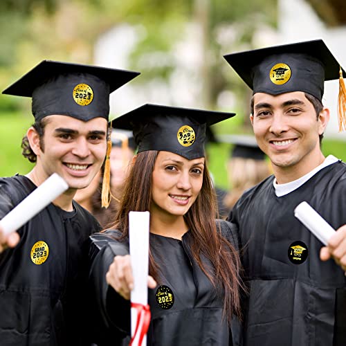 Lucleag 360Pcs 2023 Graduation Round Stickers, Class Of 2023 Grad Congrats Stickers, 12 Design Circle Graduation Gift Tags Stickers, 2023 Black And Gold Graduation Envelope Seals Candy Stickers #TOP6