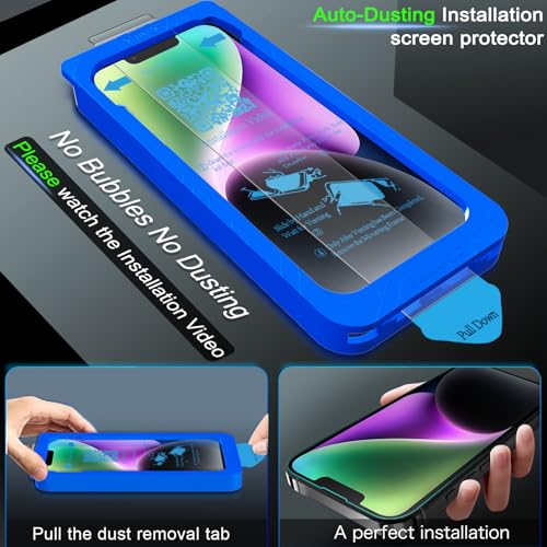 IMBZBK für iPhone 14 für Panzerglas, Auto-Installation, mit Kameraschutz, 9H+ Härte Schutzfolie, Militärstandard Schutz Folie, Stoßfest Kratzfest, 3+3 Stück 2