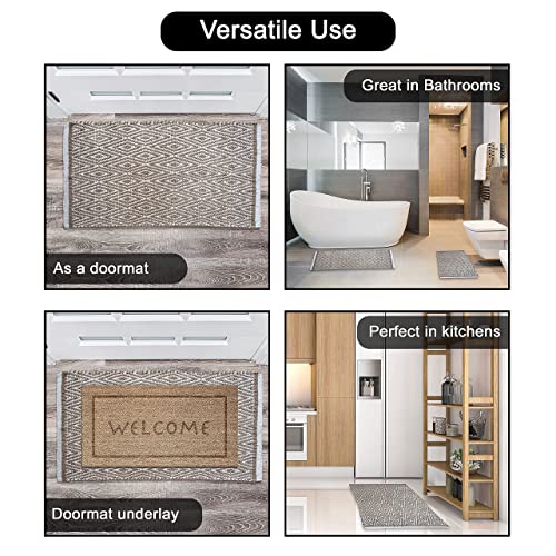 Chardin Home - 100% Cotton Diamond Rug Fully Reversible - Mat Size 21''X34'', Machine Washable, Taupe-White #TOP3