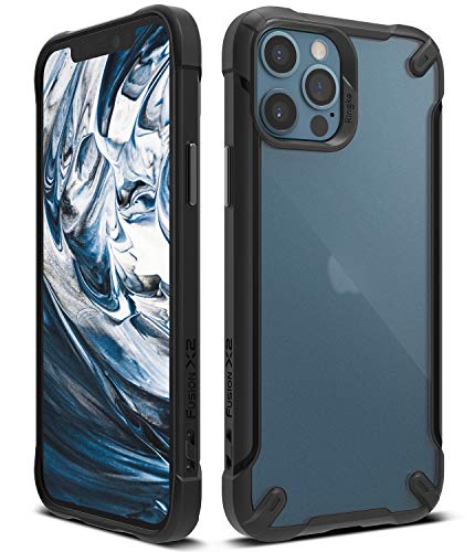 Ringke Fusion-X2 Matte Case Compatible with iPhone 12 Pro, Compatible with iPhone 12, Translucent Frost Back Shockproof Upgraded Side Grip Flexible TPU Phone Cover for 6.1-inch (2020) - Black