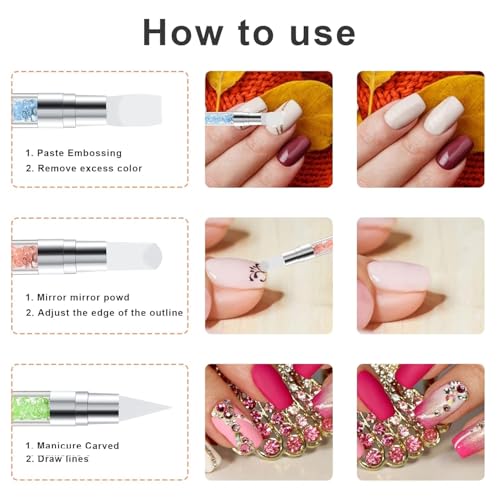 Image of Keli 5 Pcs Dual Head Silicone Nail Art Sculpting Tool Set, Professional 3D Nail Design Pen for UV, Poly Gel & Acrylic, Nail Carving Shaping Brush, Manicure DIY Tools for Salon & Home Use