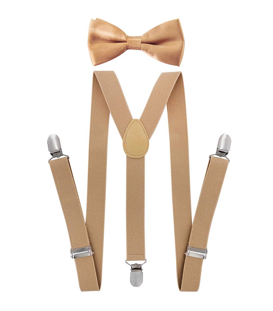 axy Bretelle a Y per bambini, larghezza 2,5 cm, con papillon, 3 clip stabili per bambini 7-12 anni