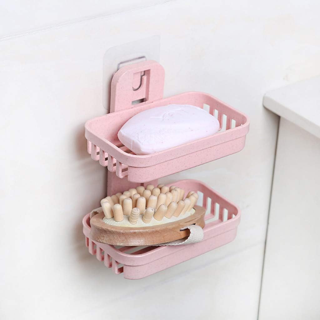 Estante colgante para cocina, jabonera, plato de jabón doble, bandeja de almacenamiento para productos de baño, escurridor de platos de acero inoxidable