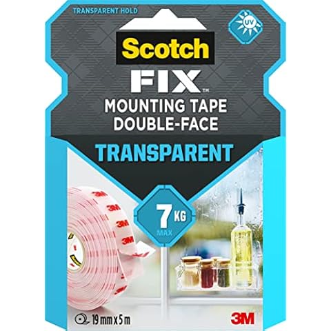 Scotch-Fix Transparent Mounting Tape 4910C-1950-P, 19mm x 5m, 1 roll/pack (Packaging May Vary) Cover