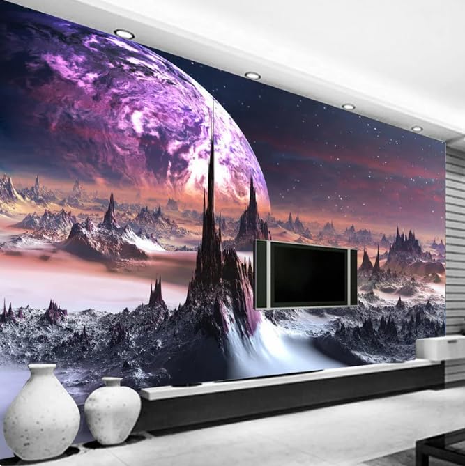 Papier Peint Mural Haut de Gamme Star Universe Décoration Moderne Relief 3D Stéréo