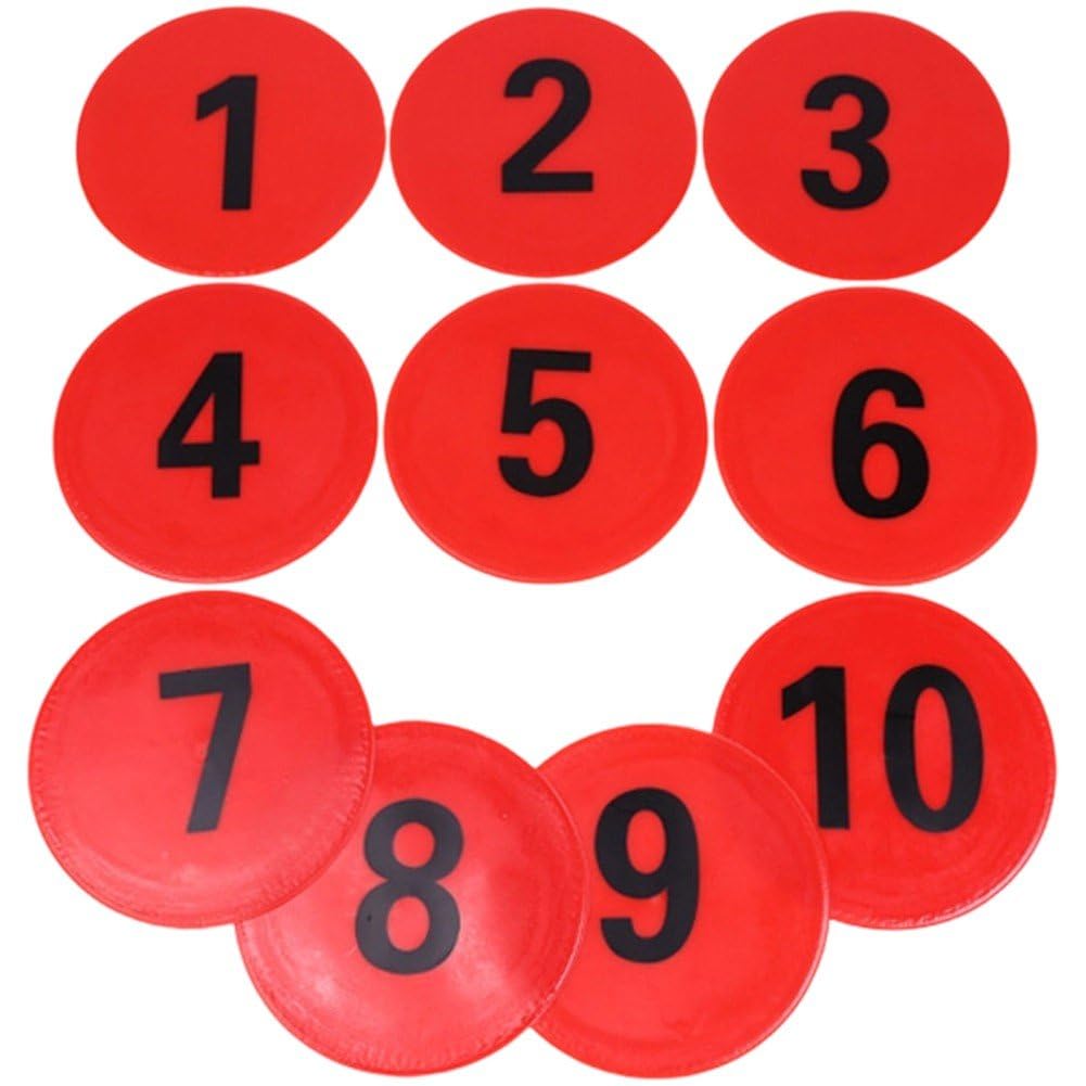 Fituenly 10 Pieces Numbered Spots Markers Training Mark Pads Non Slip Footstep Mat Landmark Mats Markers for Kids Gym Football