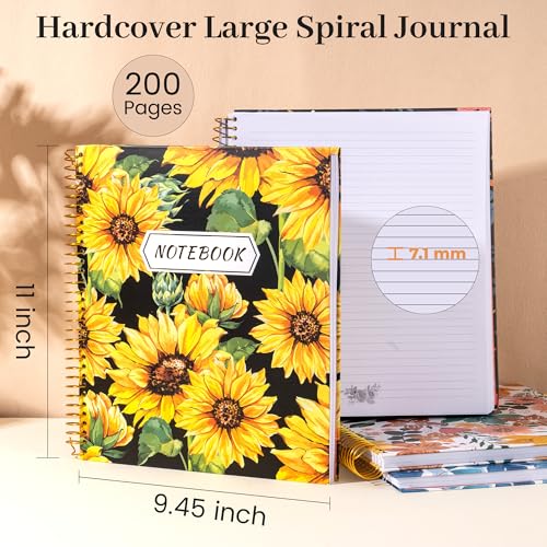 Image of Hardcover Spiral Notebook for Women, 8.5 x 11, College Ruled, Sunflower