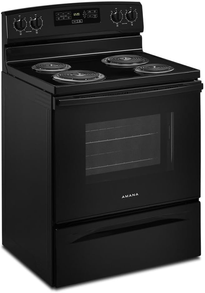 Amana 30-inch 4.8 cu. ft. Electric Range, front-angle view