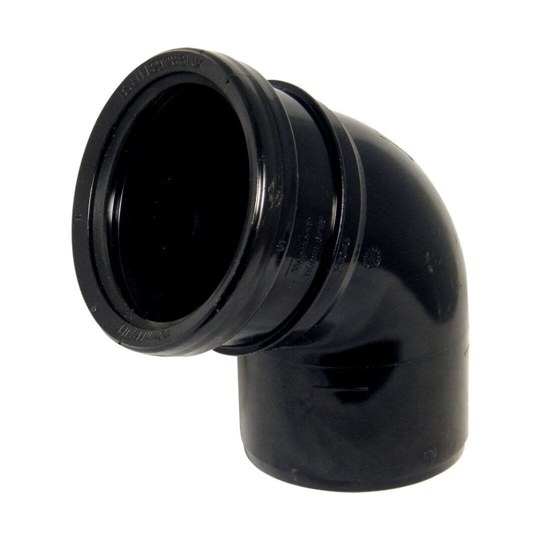 110mm Ring Seal Soil 112.5 Degree Socket to Spigot Bend - Black