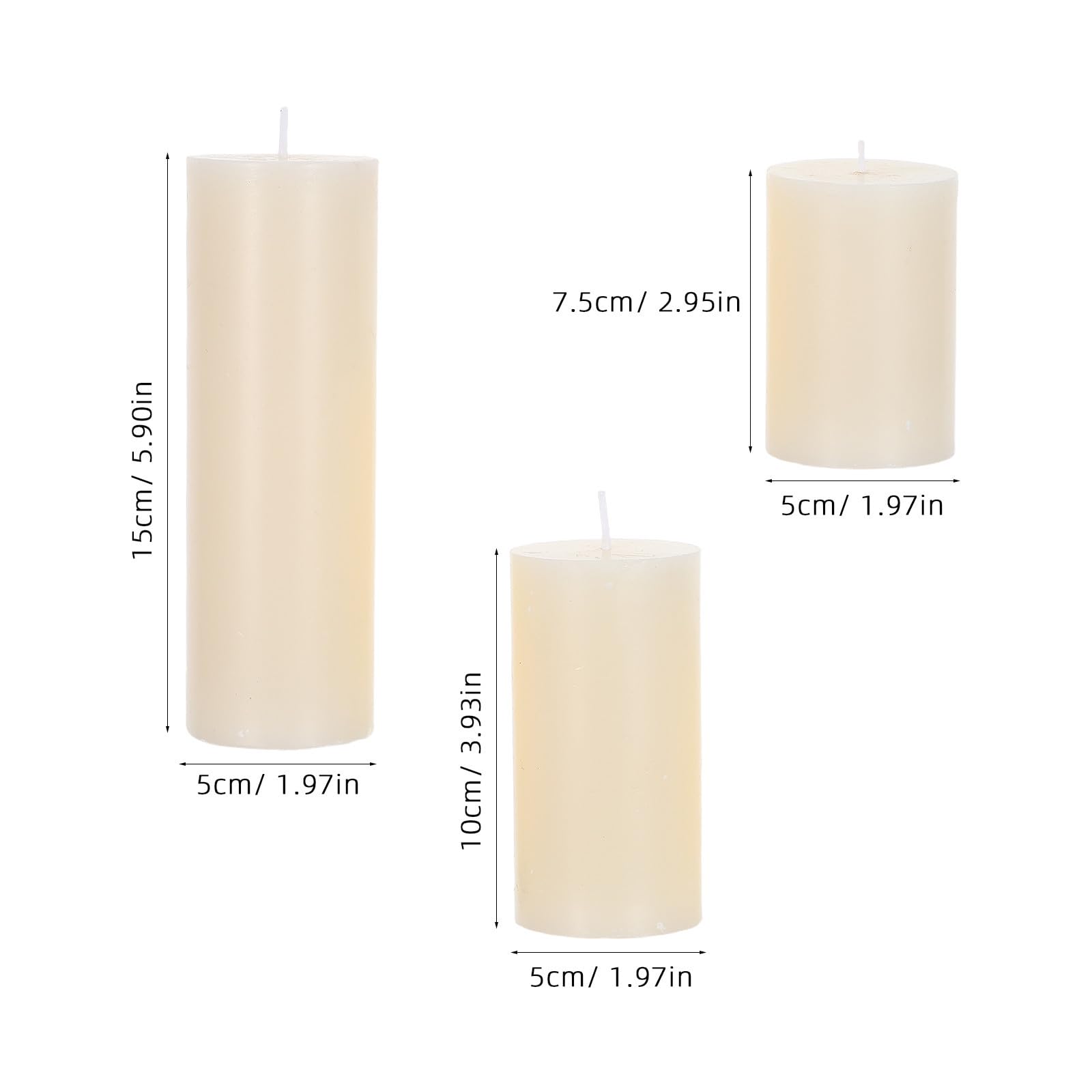 6 Piezas Velas Cilíndricas Color Marfil sin Perfume para Iluminación de Unidades para Ambientación de Invierno y Navidad